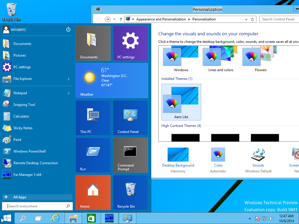 Enable Windows Aero Windows 10